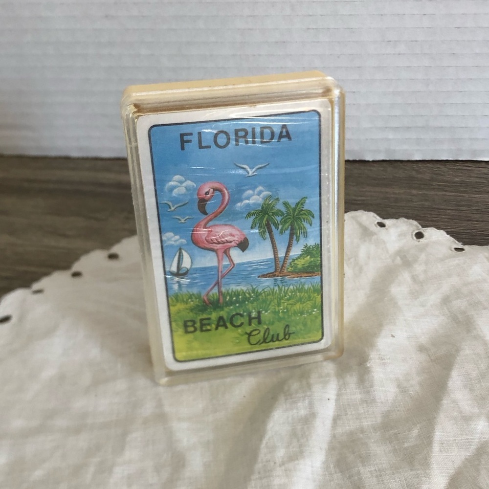 Vtg Florida Beach Club Flamingo Playing Cards